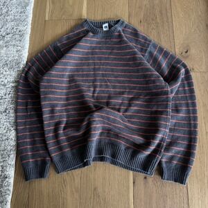 Vintage Gap Factory Striped Sweater Mens Large Gray Orange Skater Grunge Y2K 00s